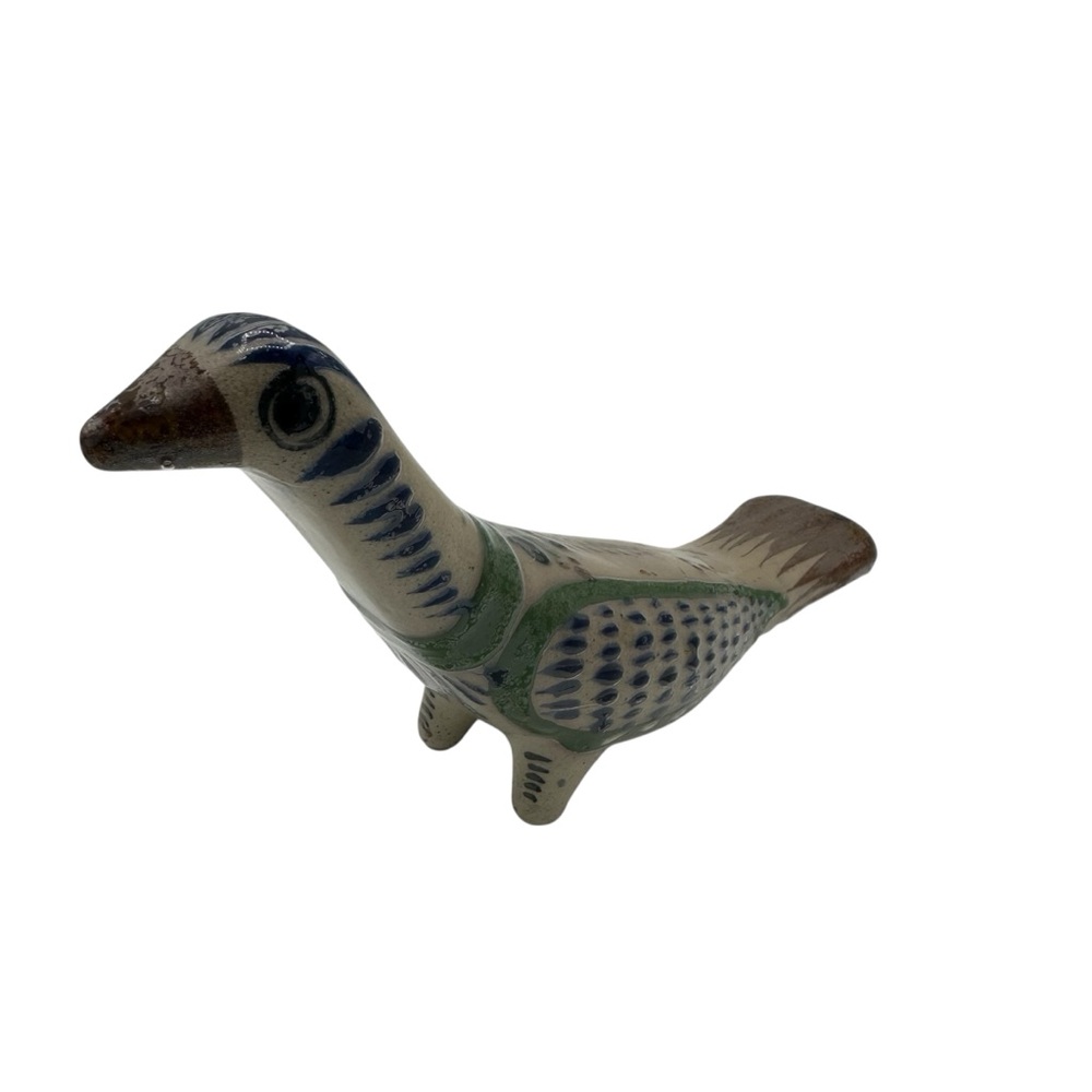 Vintage Mexican Folk Art Pottery Bird Hand Painted Clay Figurine Tonala Style - Picture 4 of 16